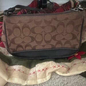 Coach Signature Demi Bag 6094 Brown with Black Leather